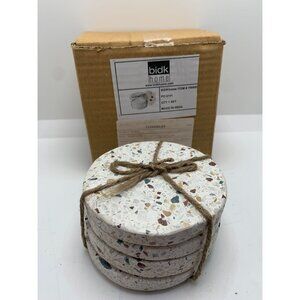 Terrazzo Round Coaster Set Of 4 By Bidk Home - Modern Design & Felt Bottom Pads